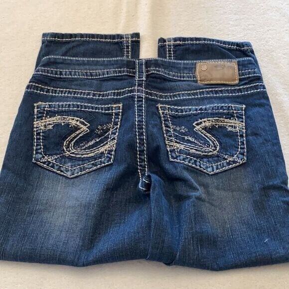 Silver Jeans Womens 28 Blue Aiko Crop Straight Denim Stretch Western - Picture 3 of 9